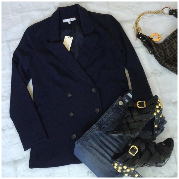 CURRENT AIR Anthro Modern Classic Chic Navy Blazer - Picture 4 of 8